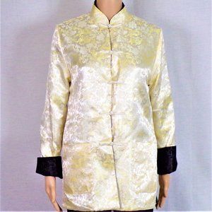 REVERSIBLE! MAO JACKET ivory/gold/black brand, size, & material unknown